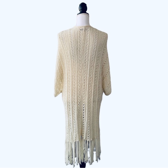 AMERICAN EAGLE CROCHET KNIT TASSEL TRIM CARDIGAN DUSTER SWEATER - Picture 10 of 12